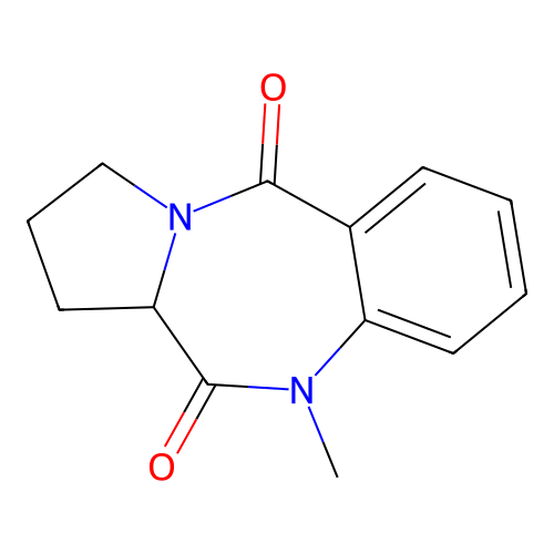 10-methyl-2,3-dihydro-1H-pyrrolo[2,1-c][1,4]benzodiazepine-5,11(10H,11aH)-dione structure