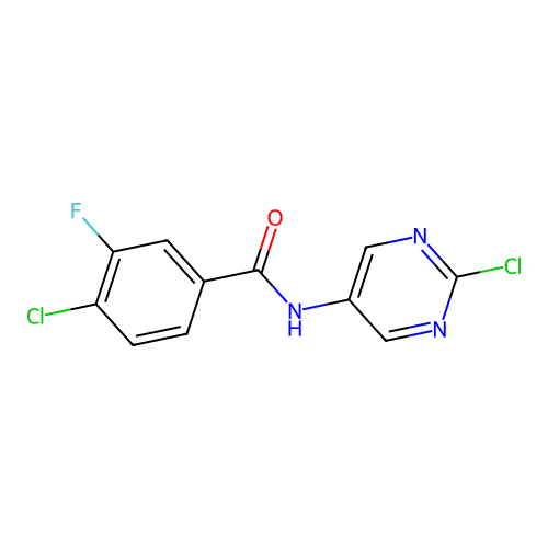 4-chloro-N-(2-chloropyrimidin-5-yl)-3-fluorobenzamide structure