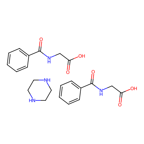 Glycine, N-benzoyl-, compd. with piperazine (2:1) structure