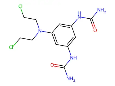 N,N''-(5-(bis(2-chloroethyl)amino)-1,3-phenylene)bis-urea structure