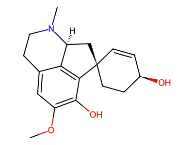 Spiro(2-cyclohexene-1,7'(1'H)-cyclopent(i,j)isoquinoline)-4,6'-diol, 2',3',8',8'a-tetrahydro-5'-methoxy-1'-methyl-, (7'-alpha(S*),8'a-alpha)-(+-)- structure