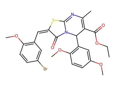 ethyl (2E)-2-[(5-bromo-2-methoxyphenyl)methylidene]-5-(2,5-dimethoxyphenyl)-7-methyl-3-oxo-5H-[1,3]thiazolo[3,2-a]pyrimidine-6-carboxylate structure