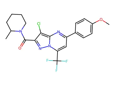 [3-chloro-5-(4-methoxyphenyl)-7-(trifluoromethyl)pyrazolo[1,5-a]pyrimidin-2-yl]-(2-methylpiperidin-1-yl)methanone structure