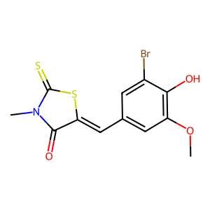 (5Z)-5-(3-BROMO-4-HYDROXY-5-METHOXYBENZYLIDENE)-3-METHYL-2-THIOXO-1,3-THIAZOLIDIN-4-ONE structure