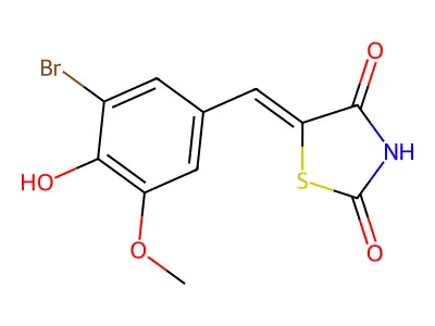 (E)-5-(3-Bromo-4-hydroxy-5-methoxybenzylidene)thiazolidine-2,4-dione structure