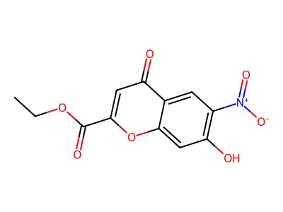 4H-1-Benzopyran-2-carboxylic acid, 7-hydroxy-6-nitro-4-oxo-, ethyl ester structure