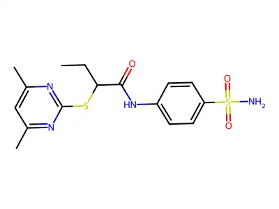 2-[(4,6-dimethylpyrimidin-2-yl)sulfanyl]-N-(4-sulfamoylphenyl)butanamide structure