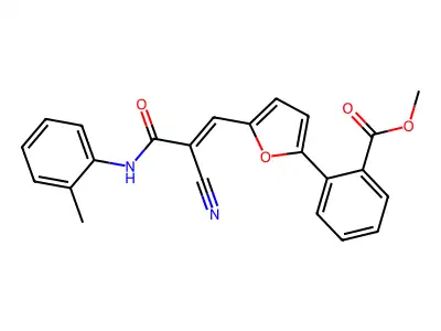 Methyl 2-{5-[2-cyano-3-(2-methylanilino)-3-oxoprop-1-en-1-yl]furan-2-yl}benzoate structure