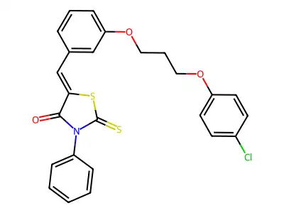 5-({3-[3-(4-Chlorophenoxy)propoxy]phenyl}methylidene)-3-phenyl-2-sulfanylidene-1,3-thiazolidin-4-one structure