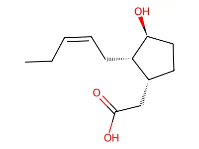 (E)-2-(3-Hydroxy-2-(pent-2-en-1-yl)cyclopentyl)acetic acid structure