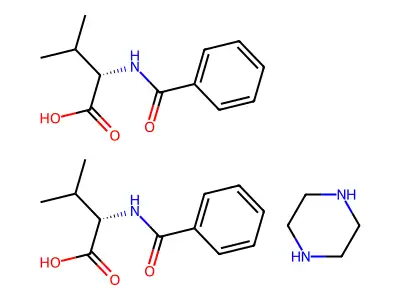 L-Valine, N-benzoyl-, compd. with piperazine (2:1) structure