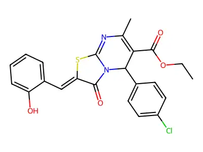 ethyl (2Z)-5-(4-chlorophenyl)-2-[(2-hydroxyphenyl)methylidene]-7-methyl-3-oxo-5H-[1,3]thiazolo[3,2-a]pyrimidine-6-carboxylate structure