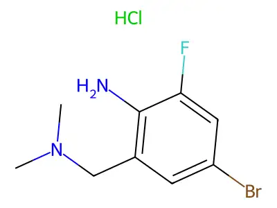 Benzenemethanamine, 2-amino-5-bromo-N,N-dimethyl-3-fluoro-, monohydrochloride structure