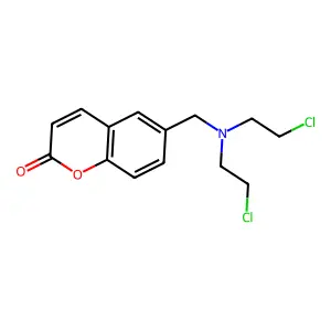 6-[Bis(2-chloroethyl)aminomethyl]chromen-2-one structure