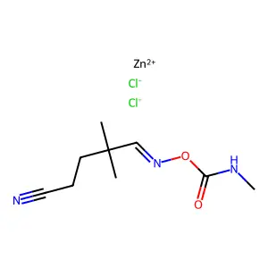 Dichlorozinc-4,4-dimethyl-5-{[(methylcarbamoyl)oxy]imino}pentanenitrile (1:1) structure