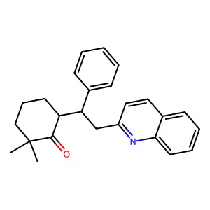 2,2-Dimethyl-6-[1-phenyl-2-(quinolin-2-yl)ethyl]cyclohexan-1-one structure