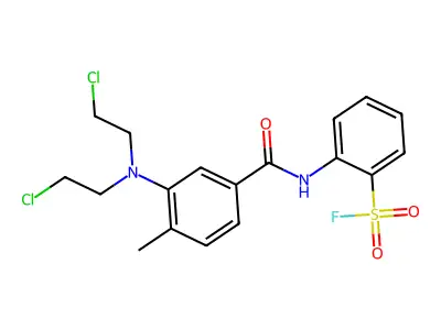 Benzenesulfonyl fluoride, o-(3-(bis(2-chloroethyl)amino)-4-methylbenzamido)- structure