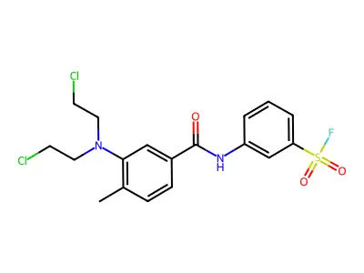 Benzenesulfonyl fluoride, m-(3-(bis(2-chloroethyl)amino)-4-methylbenzamido)- structure