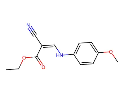 Ethyl 2-cyano-3-(4-methoxyanilino)acrylate structure