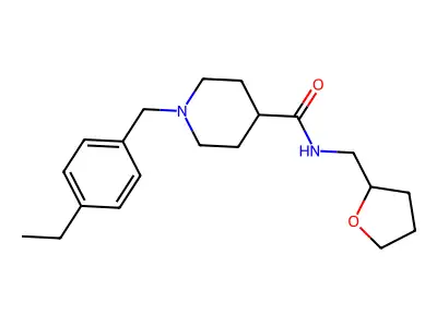 1-(4-ethylbenzyl)-N-(tetrahydrofuran-2-ylmethyl)piperidine-4-carboxamide structure