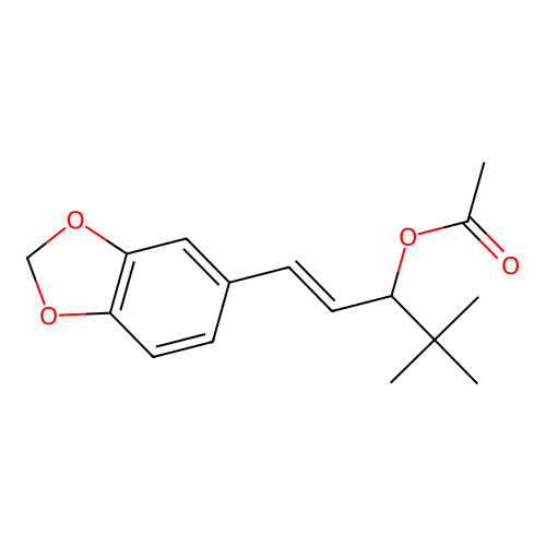 1-Penten-3-ol, 1-(1,3-benzodioxol-5-yl)-4,4-dimethyl-, acetate structure