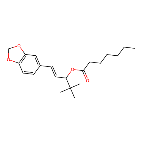 Heptanoic acid, 3-(1,3-benzodioxol-5-yl)-1-(1,1-dimethylethyl)-2-propenyl ester structure