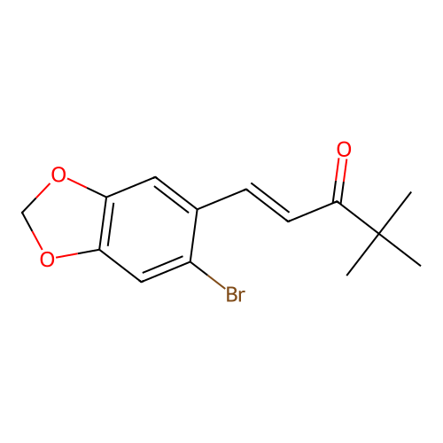 1-Penten-3-one, 1-(6-bromo-1,3-benzodioxol-5-yl)-4,4-dimethyl- structure