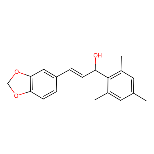 Benzenemethanol, alpha-(2-(1,3-benzodioxol-5-yl)ethenyl)-2,4,6-trimethyl- structure