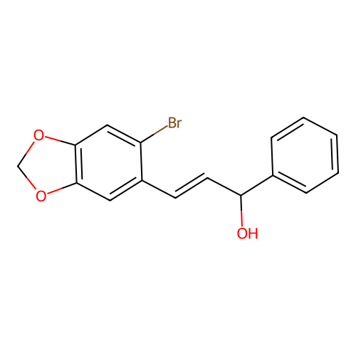 Benzenemethanol, alpha-(2-(6-bromo-1,3-benzodioxol-5-yl)ethenyl)- structure