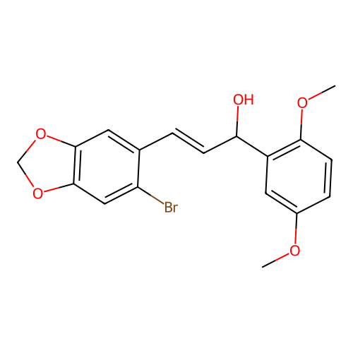 Benzenemethanol, alpha-(2-(6-bromo-1,3-benzodioxol-5-yl)ethenyl)-2,5-dimethoxy- structure