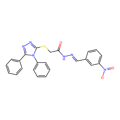 2-[(4,5-diphenyl-4H-1,2,4-triazol-3-yl)sulfanyl]-N'-[(E)-(3-nitrophenyl)methylidene]acetohydrazide structure