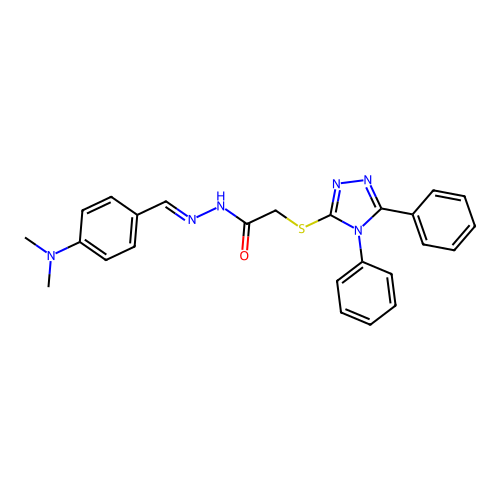 N'-{(E)-[4-(dimethylamino)phenyl]methylidene}-2-[(4,5-diphenyl-4H-1,2,4-triazol-3-yl)sulfanyl]acetohydrazide structure