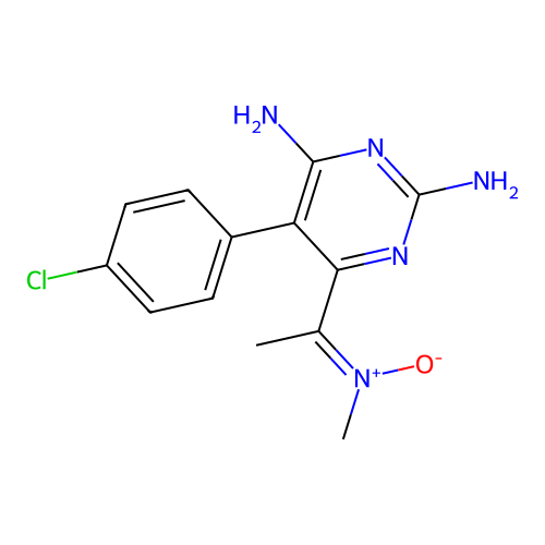 1-[2,6-diamino-5-(4-chlorophenyl)pyrimidin-4-yl]-N-methylethanimine oxide structure