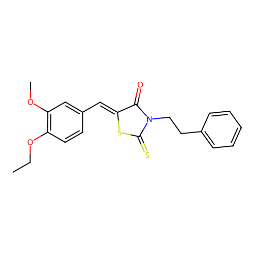 (Z)-5-(4-ethoxy-3-methoxybenzylidene)-3-phenethyl-2-thioxothiazolidin-4-one structure