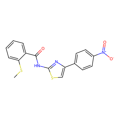 2-(methylthio)-N-(4-(4-nitrophenyl)thiazol-2-yl)benzamide structure