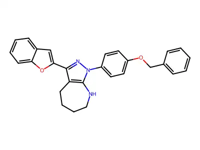 10-benzofuran-2-yl-8-(4-phenylmethoxyphenyl)-6,8,9-triazabicyclo[5.3.0]deca-6,10-diene structure