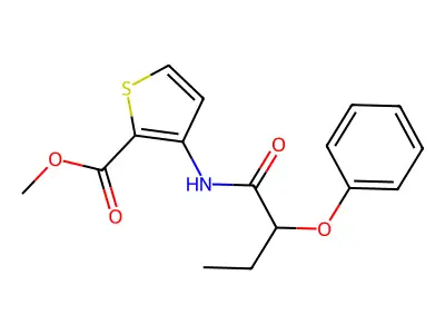 Methyl 3-[(2-phenoxybutanoyl)amino]-2-thiophenecarboxylate structure