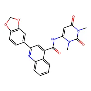 2-(1,3-benzodioxol-5-yl)-N-(1,3-dimethyl-2,6-dioxopyrimidin-4-yl)quinoline-4-carboxamide structure