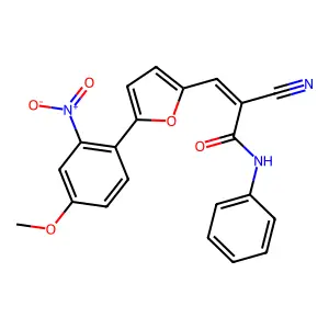 2-cyano-3-[5-(4-methoxy-2-nitrophenyl)-2-furyl]-N-phenylacrylamide structure