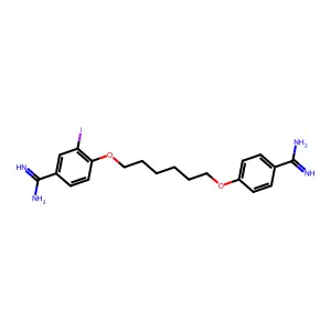 4-[6-(4-Carbamimidoylphenoxy)hexoxy]-3-iodobenzenecarboximidamide structure