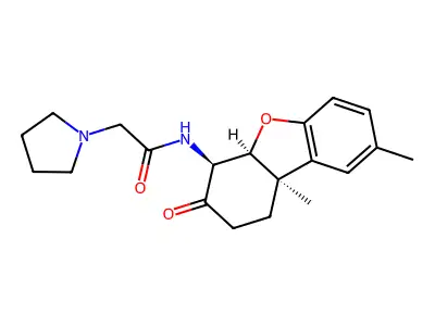 1-Pyrrolidineacetamide, N-(1,2,3,4,4a,9b-hexahydro-8,9b-dimethyl-3-oxo-4-dibenzofuranyl)-, (4-alpha,4a-beta,9b-beta)- structure