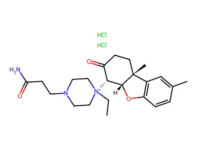 1-Piperazinepropanamide, 4-ethyl-N-(1,2,3,4,4a,9b-hexahydro-8,9b-dimethyl-3-oxo-4-dibenzofuranyl)-, dihydrochloride, (4-alpha,4a-beta,9b-beta)- structure