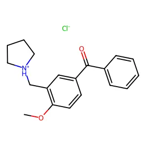 Benzophenone, 4-methoxy-3-(1-pyrrolidinylmethyl)-, hydrochloride structure