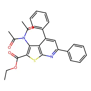 Ethyl 3-(N-acetylacetamido)-4,6-diphenylthieno[2,3-b]pyridine-2-carboxylate structure