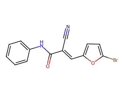 (E)-3-(5-bromofuran-2-yl)-2-cyano-N-phenylprop-2-enamide structure