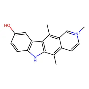 9-Hydroxy-2,5,11-trimethyl-6H-pyrido(4,3-b)carbazolium structure