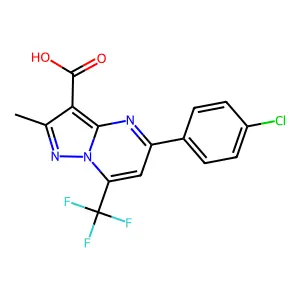 5-(4-chlorophenyl)-2-methyl-7-(trifluoromethyl)pyrazolo[1,5-a]pyrimidine-3-carboxylic acid structure