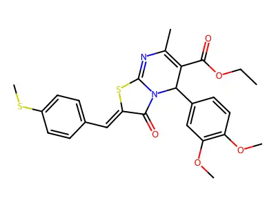 ethyl (2Z)-5-(3,4-dimethoxyphenyl)-7-methyl-2-[(4-methylsulfanylphenyl)methylidene]-3-oxo-5H-[1,3]thiazolo[3,2-a]pyrimidine-6-carboxylate structure