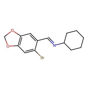 (E)-1-(6-Bromo-2H-1,3-benzodioxol-5-yl)-N-cyclohexylmethanimine structure