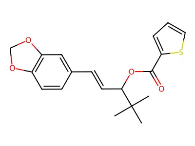 [1-(1,3-Benzodioxol-5-yl)-4,4-dimethylpent-1-en-3-yl] thiophene-2-carboxylate structure